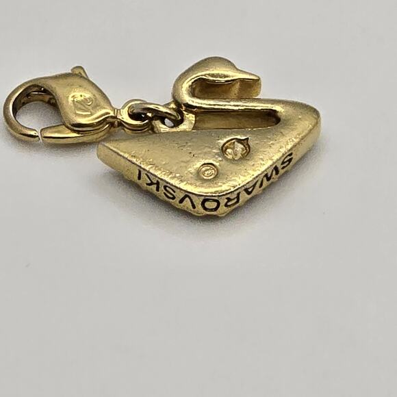 Swarovski Bracelet Gold Clip Charm Pendant Dorinda Swan Shape Pave Crystals - Picture 4 of 10
